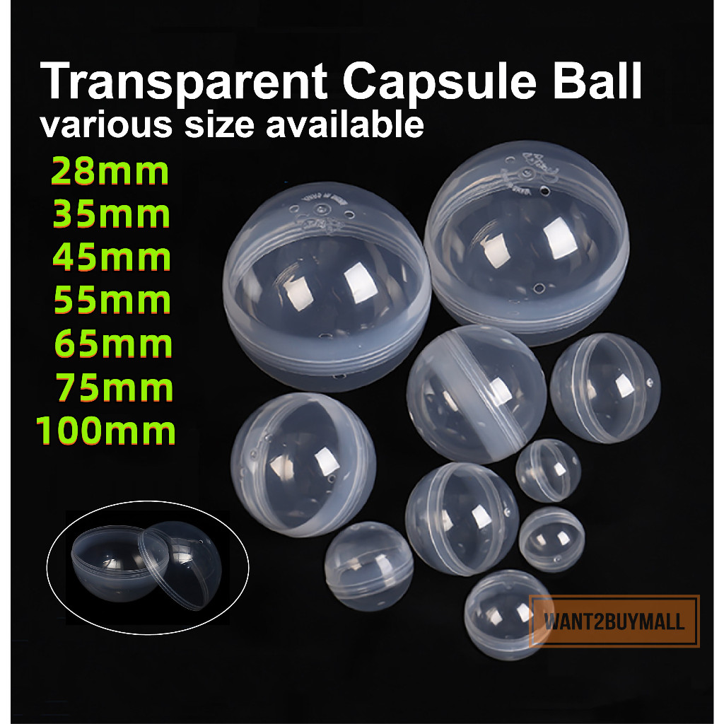 28/35/45/55/65/75/100mm Round Transparent Clear Surprise Egg Lucky Draw Plastic Capsule Ball Toys Vending Machine 扭蛋壳