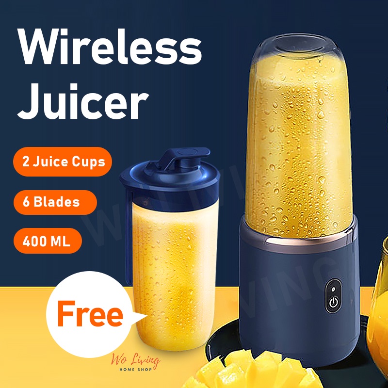 2Cup Electric fruit juicer blender juice mixer mini Wireless Portable household USB Charging 6 Blade gift juice cup榨汁机