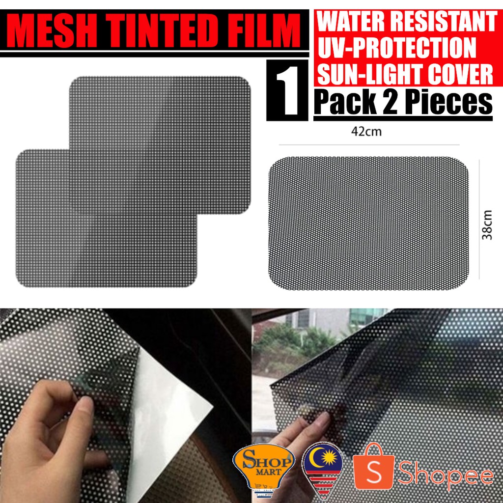 2pcs 38cm x 42cm Mesh Tinting Film Car Side Window Sunshade Magic Tint UV Protection Sun Light Block Privacy Security