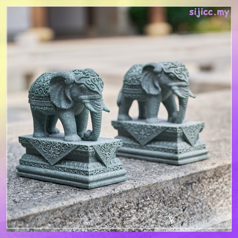 2 Pcs Elephant Statues Brings Good Luck Figure For Home Cute Figurines Ornament Animal Sculpture Decoration sijicc