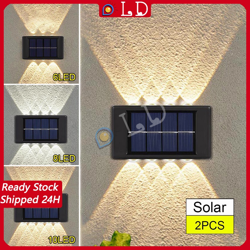 2PCS Solar Light Waterproof Solar Wall Lamp Outdoor Wall Light for Courtyard Street Landscape Garden Decor Lampu Dinding