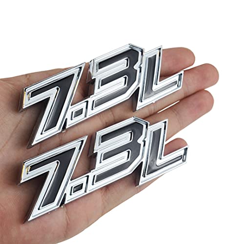 2x 7.3L Emblems 3D Powerstroke Turbo Diesel Side Badge Nameplate Logoac (Chrome Black)