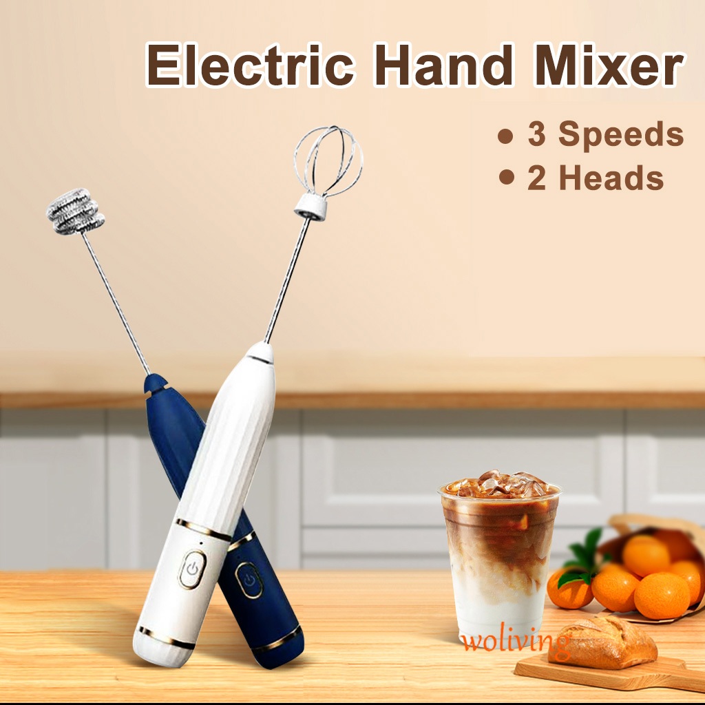 3-Speeds Electric Hand Mixer for Baking Cake Rechargeable PortableEgg Beater Coffee Milk Frother Matcha Whisk Appliance