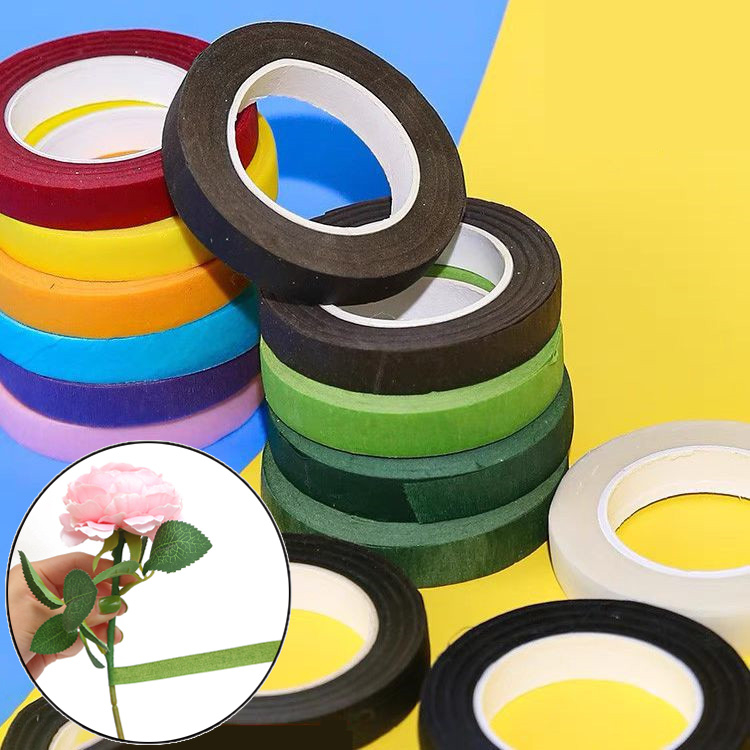 30 Yards 12mm Self-adhesive Paper Tape 9Color Floral Stem Garland Wreaths DIY Craft