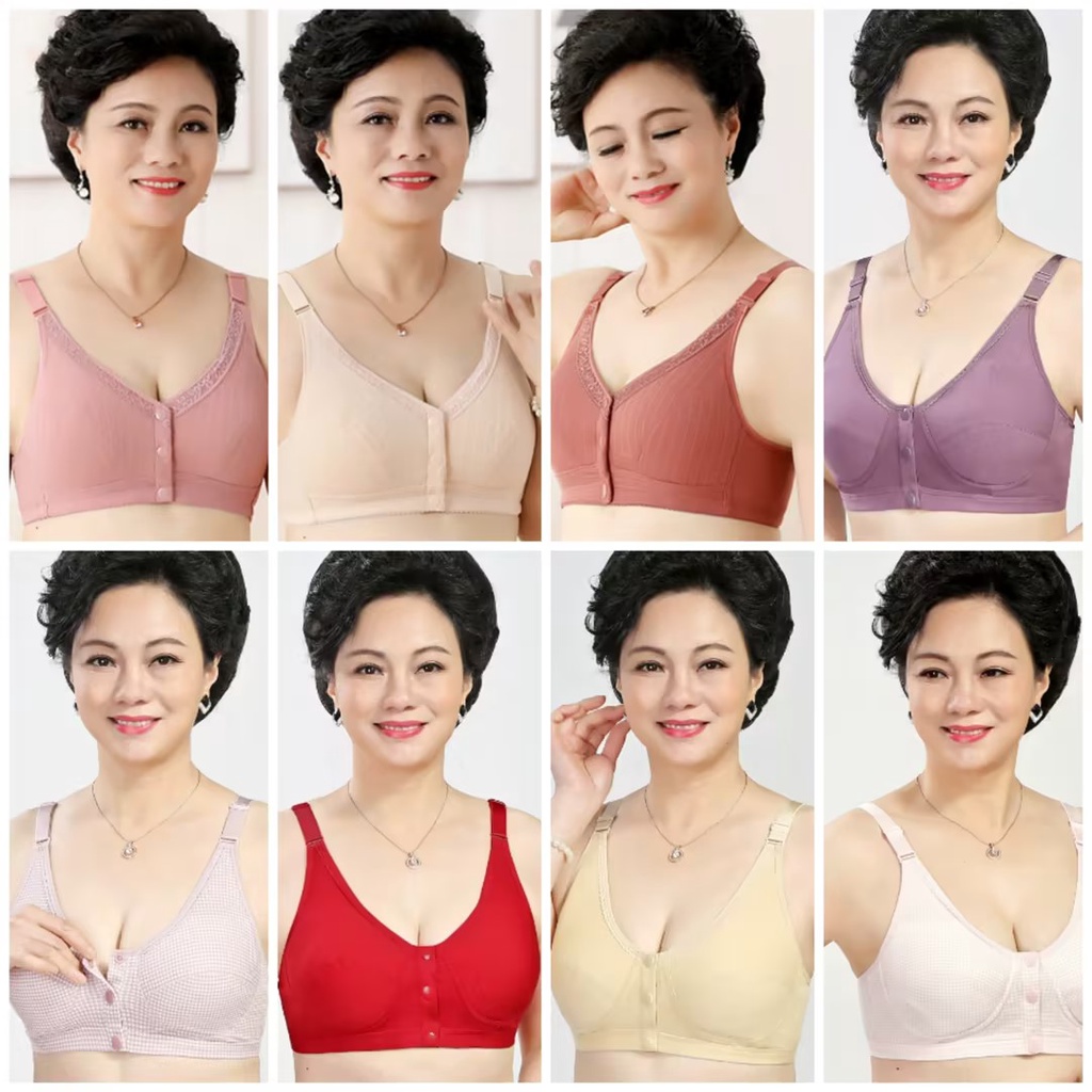 34-46 Adjustable belt front button bra plus size bra butang depan old women bra elderly bra vest underwear 8053