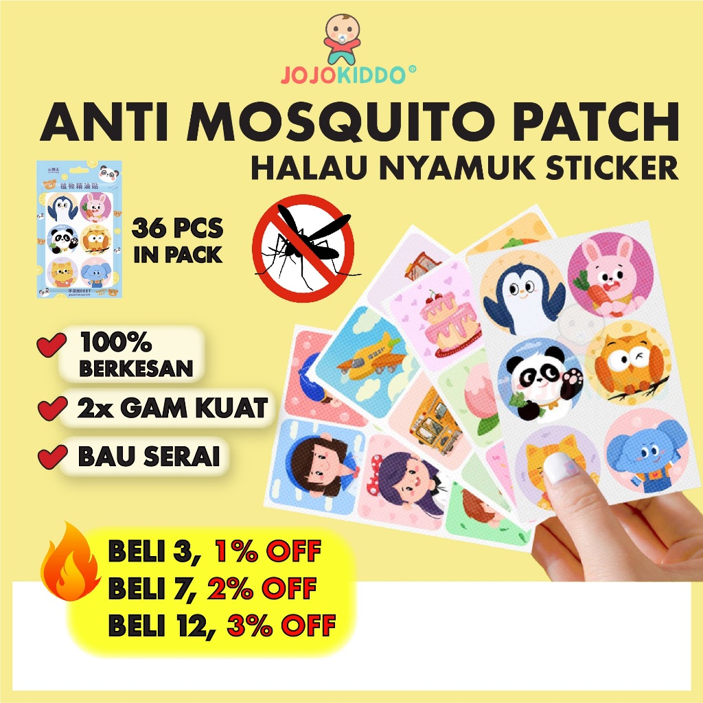 36Pcs Essential Oil Sticker Repellent Anti Mosquito Patch Repellent Baby Infant Kids Non-Toxic Sticker Ubat Nyamuk 驱蚊贴