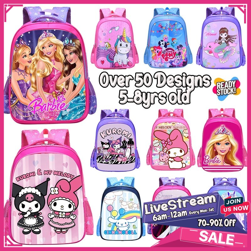 38cm School Bag Kids Cartoon Beg Sekolah Budak Beg Sekolah Perempuan Pony Frozen Beg Sekolah Kanak2