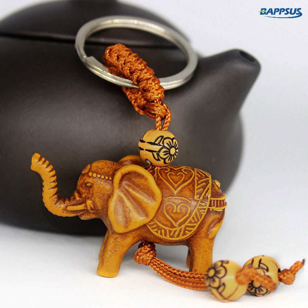 3D Engraving Lifelike Elephant Pendant Key Ring/ Women Men Exquisite Cartoon Lucky Keychain For Bags Car