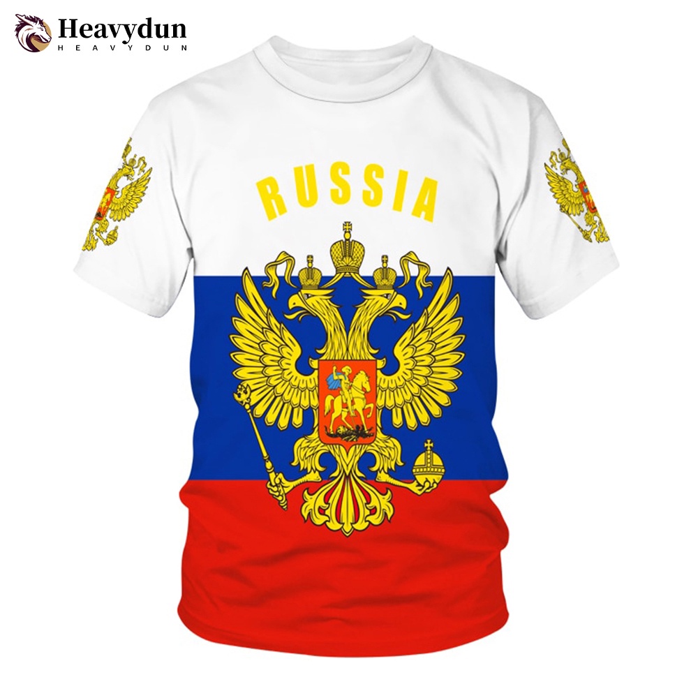 3D printed T-shirt with Russian flag for men's fashion