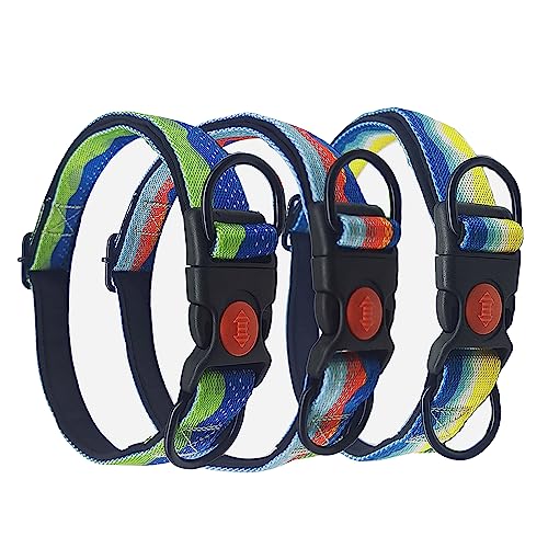 3pcs Dog Collar,Soft Neoprene Padded Breathable Nylon Pet Collar,Adjustable Nylon Tactical Dog Collar for Small Medium Large Dogs （S）