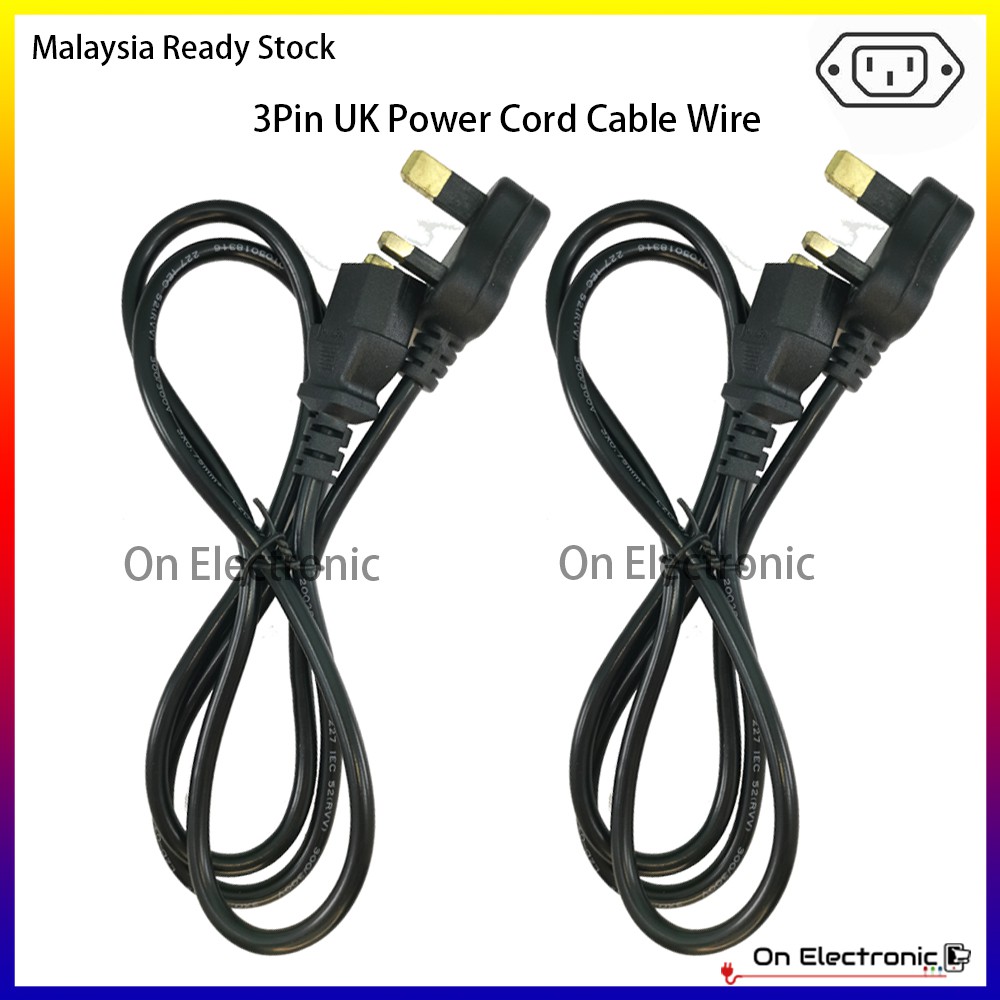 3Pin 1.2M Power Cord Cable Wire No Fuse for Power Supply/ AC Adaptor/ Monitor/ Rice Cooker Wayar Kabel Kuasa