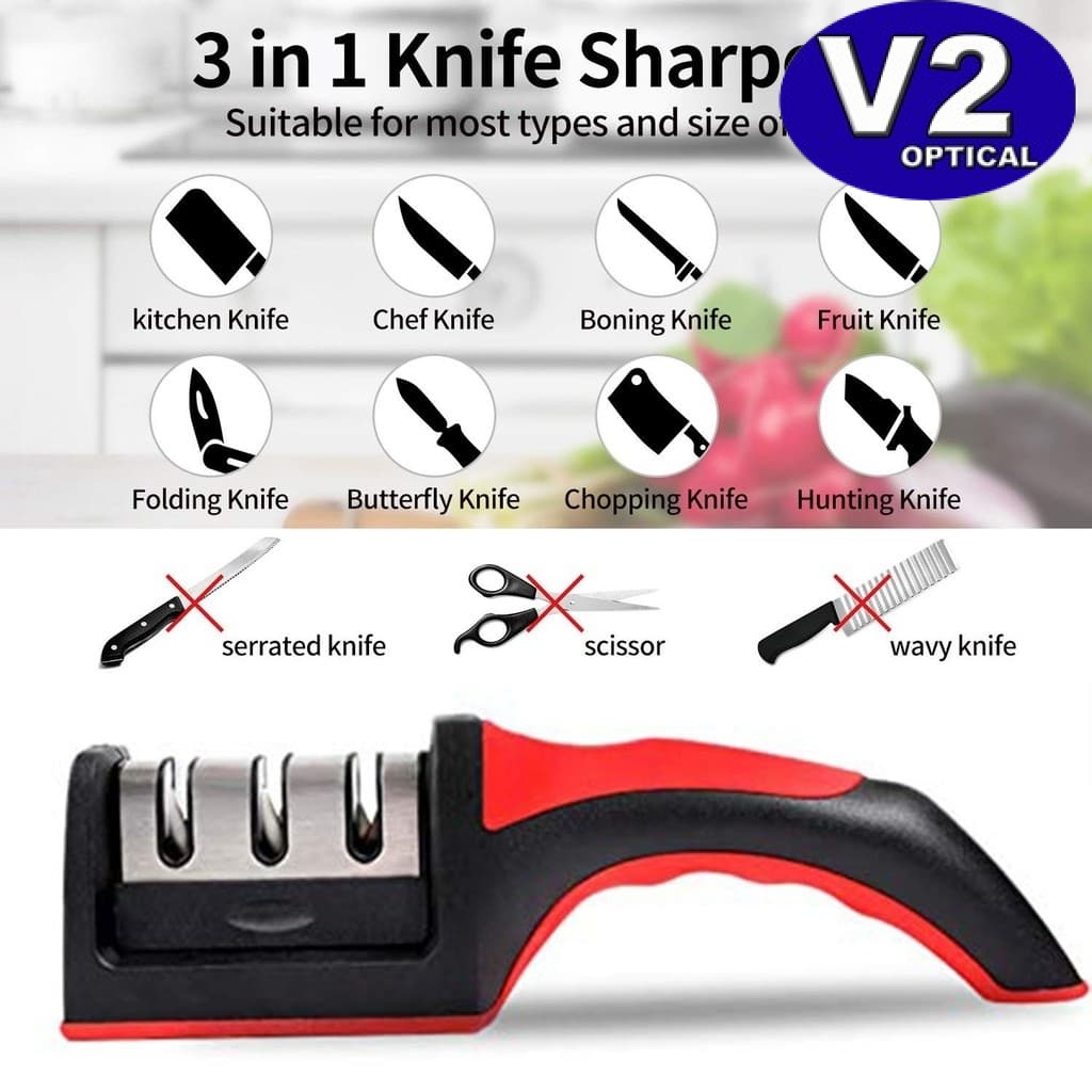 3 Stage Pro 304 Stainless Steel Knife Sharpener Ceramic Stone Cutting Polish Alat Pengasah Pisau