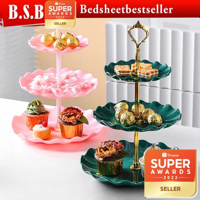 3 Tier High Tea Stand Dessert Cupcake Cakes Fruit Party Serving Platter Tray Food Tower Plates