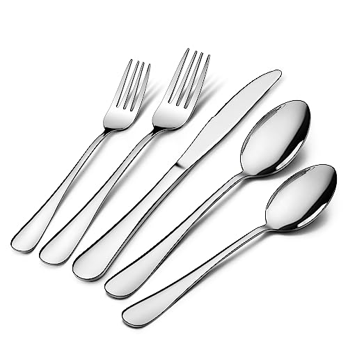 40-Piece Silverware Set Service for 8, HaWare Stainless Steel Flatware Cutlery Set, Food-Grade Tableware Eating Utensil Set for Home Kitchen, Include Fork Knife Spoon, Mirror Polished, Dishwasher Safe