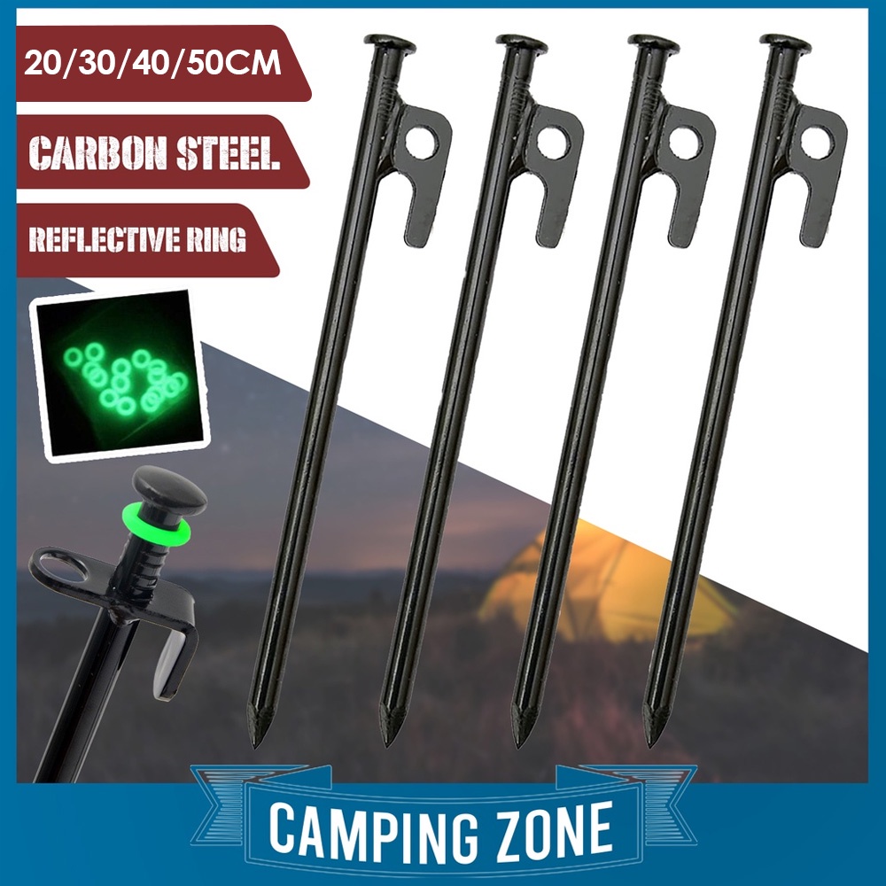 40/30/20cm Peg Stake Camping Peg Ground Nail Tent Peg Flysheet Peg Stake Nail Fluorescent Ring Pancang Paku Khemah Besi