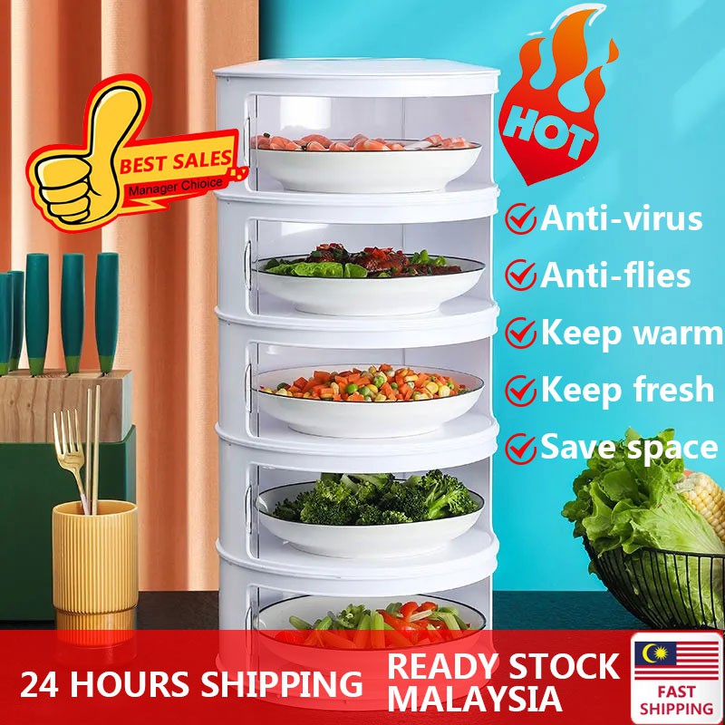 5 layer Food cover food container keep warm tudung saji viral sliding multilayer kitchen storage stackable bekas makanan