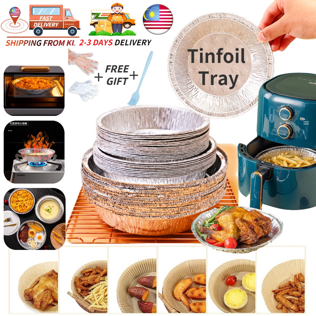 50Pcs/Set Air Fryer Foil Paper Baking Foil Tin Tray Non-Stick Steamer Round Liners Kitchen Tools 6/7/8 Inch空气炸锅纸 空气炸锅锡纸