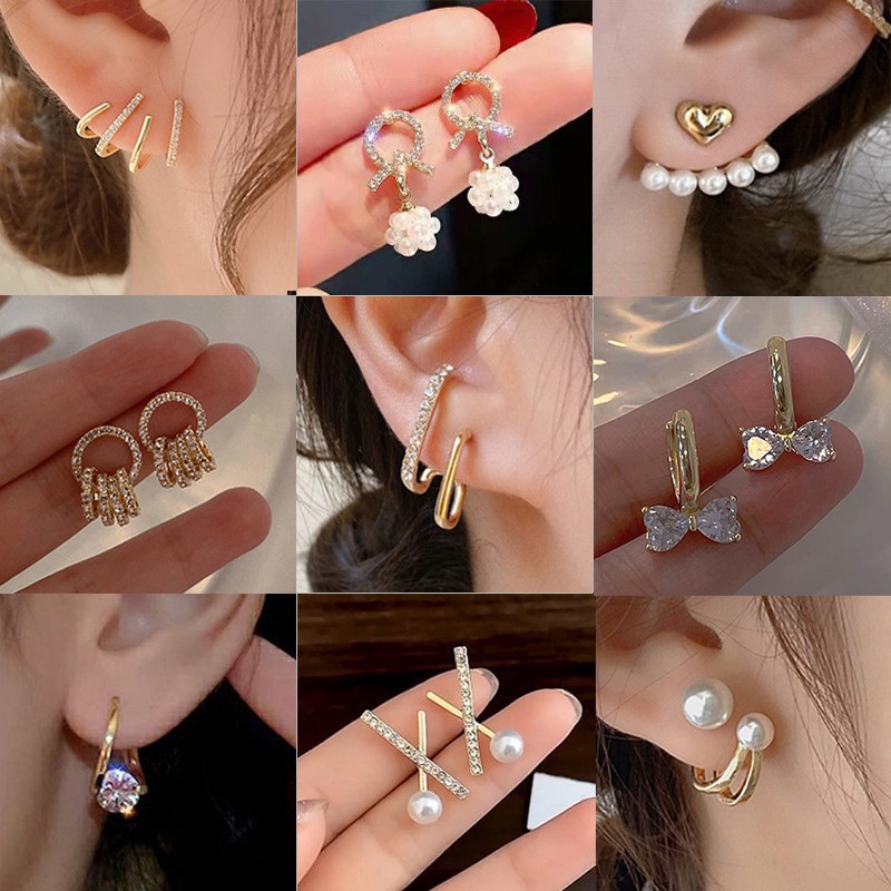 50 Styles Optional Earrings High-Quality Pearl Zircon Earrings Female French Niche Silver Needle Earrings