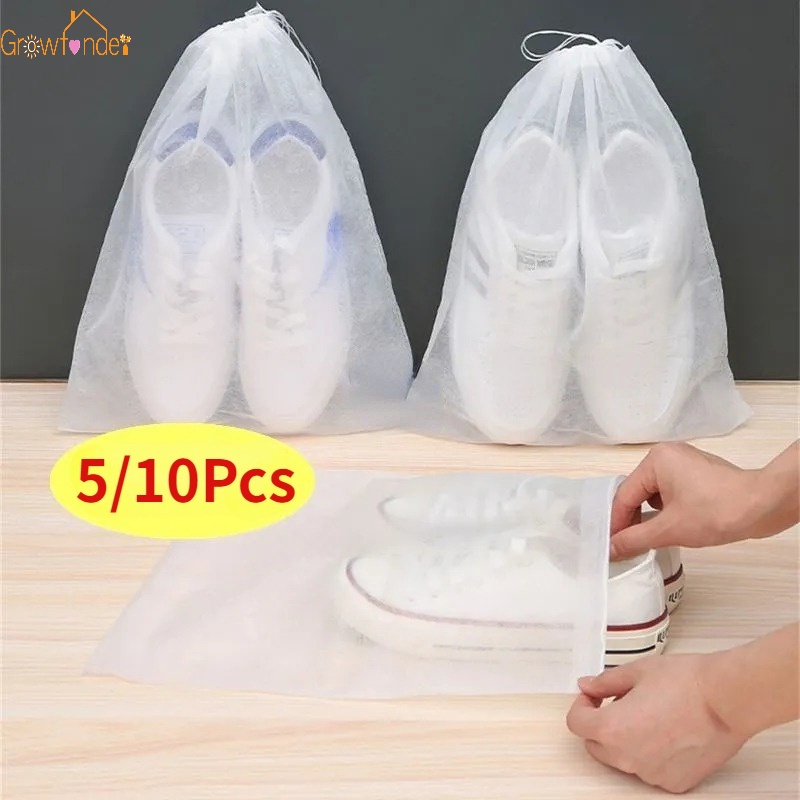 5/10Pcs Eco-Friendly Non-woven Shoes Bag Dust-proof Travel Portable Drawstring Bags Clothing Classified Hanging Pouch Household Storage Tool