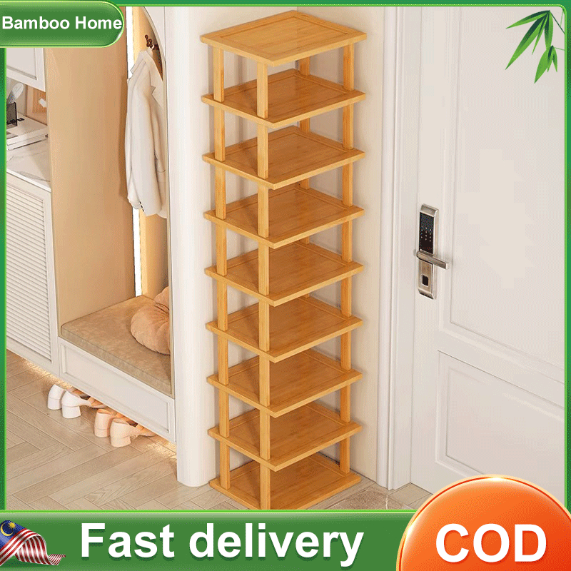 5/6/7/8/9 Layers Bamboo Shoe Rack Organizer Save Space Flat Shoe rack Multi-layer Simple Shoe Rack Organizer Shelf Narrow Shoe Rack