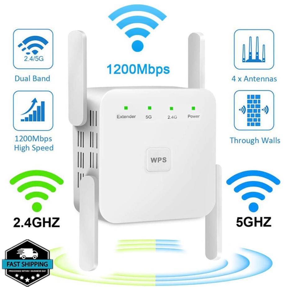 5Ghz WiFi Repeater Wireless Wifi Extender WiFi Booster WiFi Amplifier 2.4G 5G 1200Mbps Long Range Signal Repiter 中继器 路由器