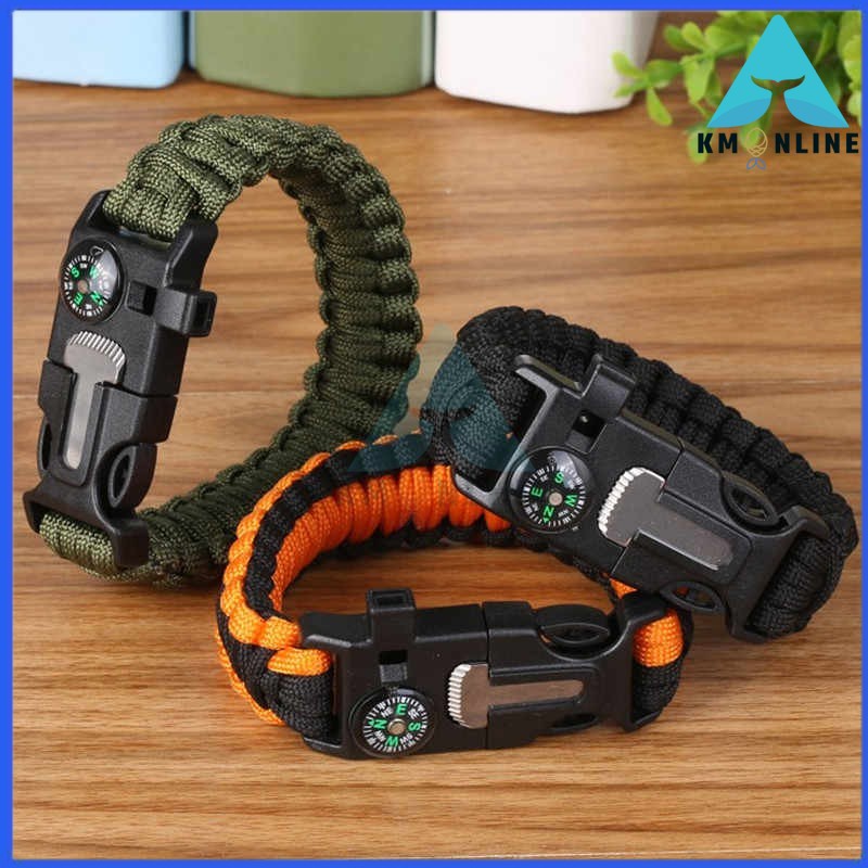 5in1 Outdoor Survival Bracelet Men Women Braided Multi-function Camping Rescue Emergency Rope Bangles Compass