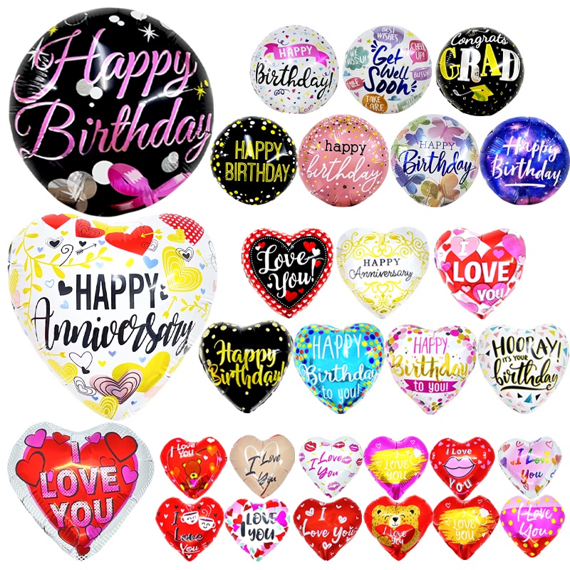 5 Inch & 6 Inch Foil Balloon Happy Birthday / Anniversary / I Love You / Grad / Get Well Soon Foil Belon [READY STOCK]