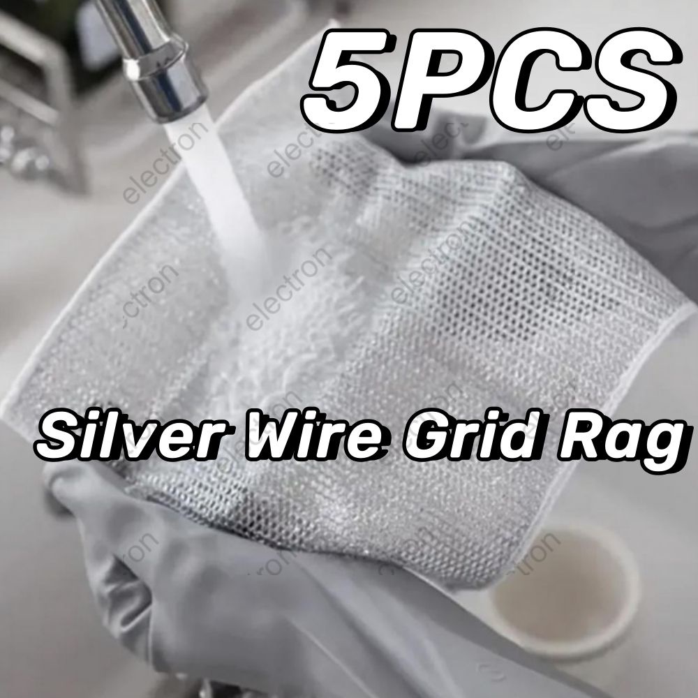 5PCS Mesh Rag Durable And Efficient Clean Grid Multifunction Silver Wire Cleaning Cloth Election