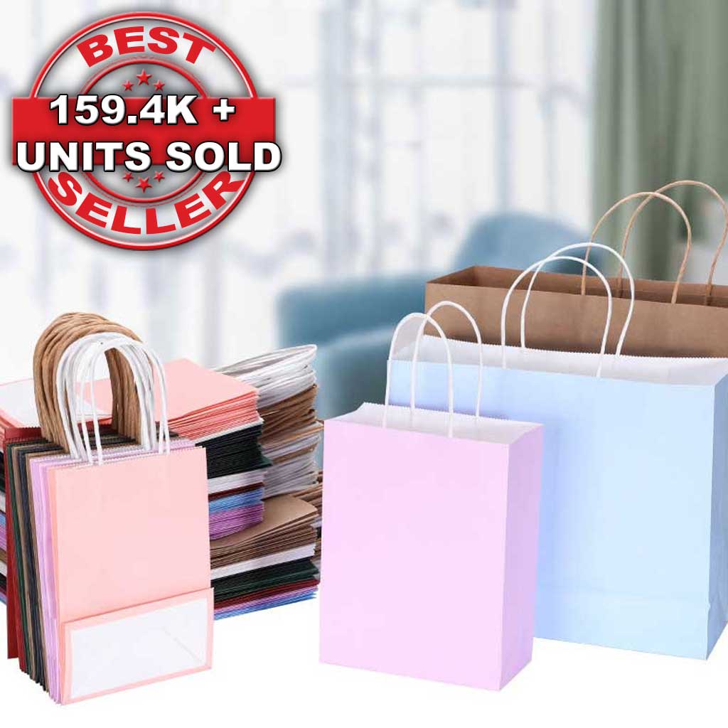 5 Size 10 Color Multifunction Kraft Paper Bag with Handle Recyclable Bag Fashionable Cloth Shoes Gift Paper Bags