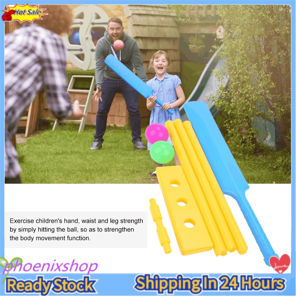 60cm Plastic Indoor/Outdoor Cricket Bat & Ball Play Set for Kids Children