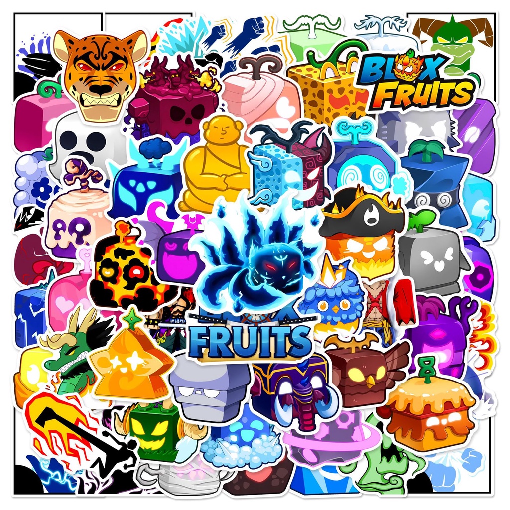 60PCS Roblox Game Blox Fruits Waterproof Graffiti Stickers For Luggage Phone Case Laptop Notebook Decals Kids Gift RecordingYourLife