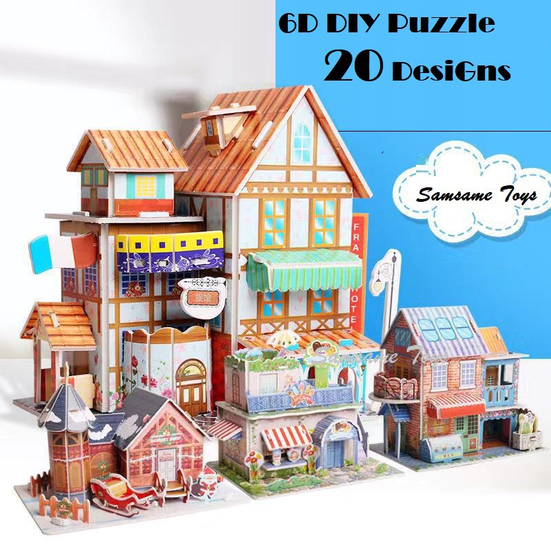 6D building paper puzzle DIY play art and craft kid puzzle early learning puzzle educational toys Ice Cream Hotel 3D