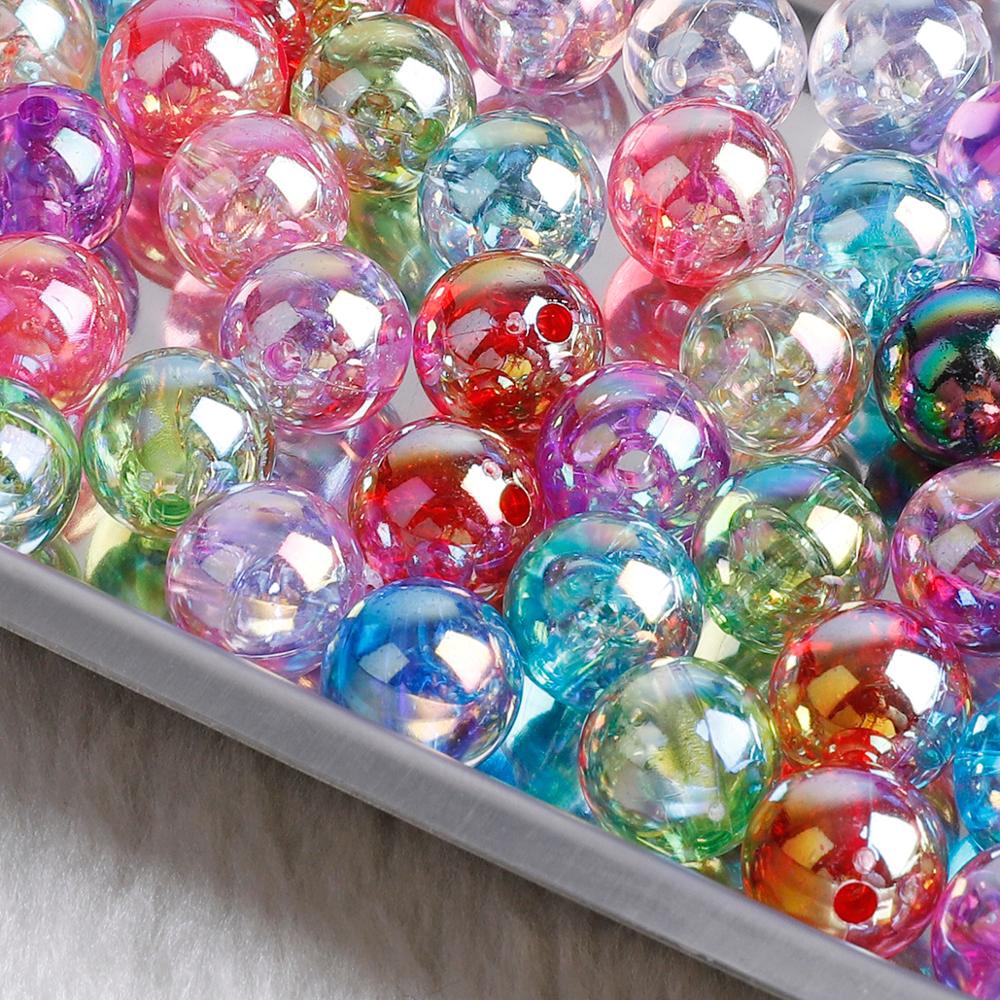 6mm 8mm 10mm Rainbow Candy AB Color Round Acrylic Beads Loose Spacer Beads For Jewelry Making DIY Bracelet Necklace