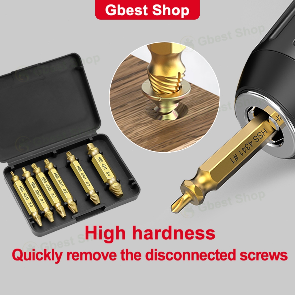 6pcs Material Damaged Screw Extractor Drill Bits Guide Set Broken Easy out Bolt Stud Stripped Screw Remover Tool sink