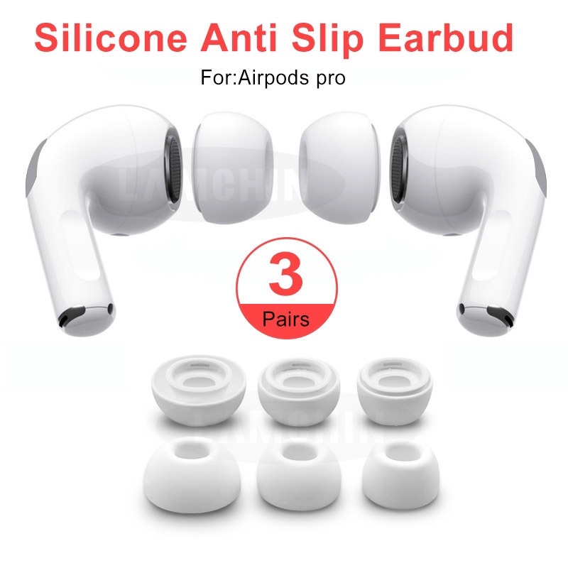 6Pcs Soft Silicone Replacement Ear Tips Buds /Earbud Anti Slip Soundproof Case/Soft Protection Cap/For Apple Airpods Pro Headphones