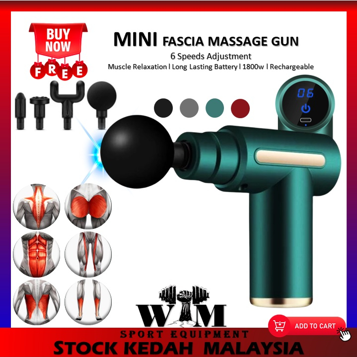 6 Speed Mini Massage Gun With 4 Head Compact Size LED Digital Display and Portable Muscle Relaxation Massage Fitness 筋膜枪