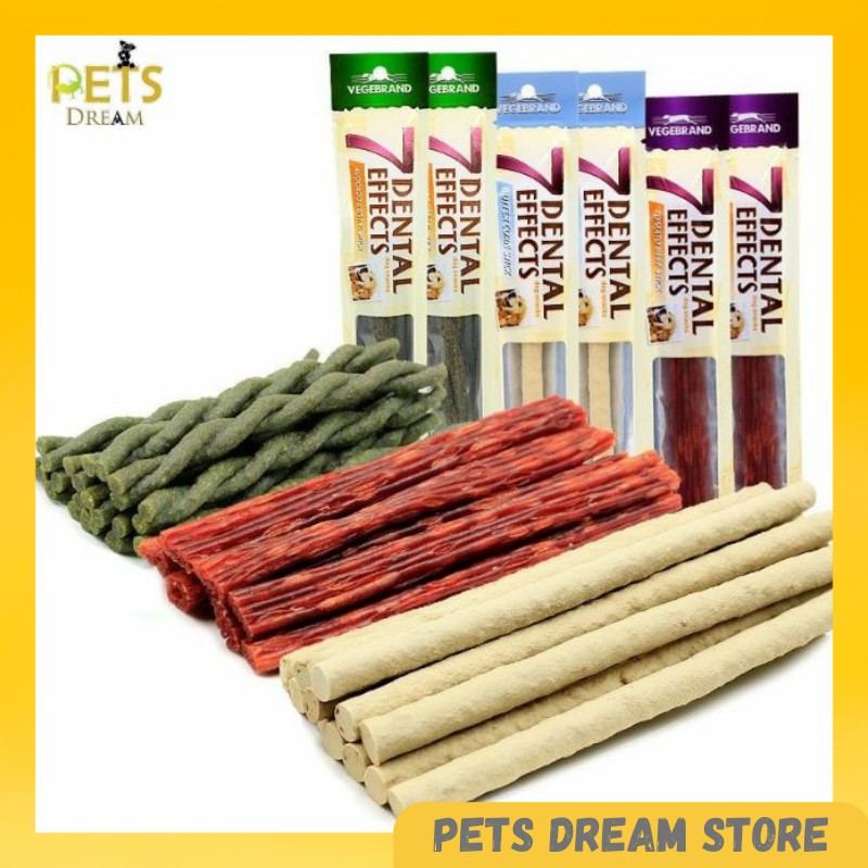 7 Dental effects 1 stick long dental chew dog oral care food mouth freshner tartar & plaque resist pet treats