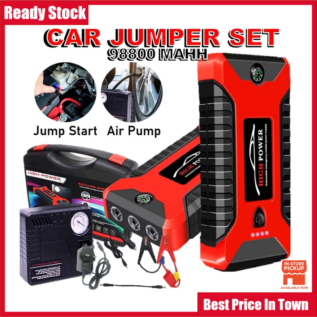 99800mAh Jumper Powerbank Car Jumper Power Bank Jumper Kereta Power Bank Jump Starter Car With Pump Jumper 充电宝 汽车启动器