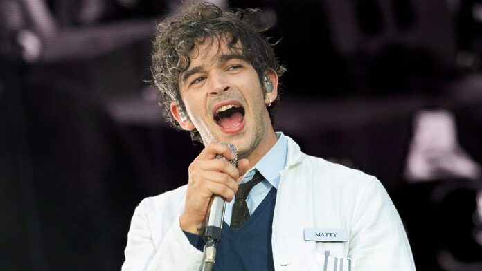 GLASGOW, SCOTLAND - JULY 09: Matty Healy of The 1975 headlines the third day of the TRNSMT Festival 2023 at Glasgow Green on July 09, 2023 in Glasgow, Scotland. (Photo by Roberto Ricciuti/Redferns)