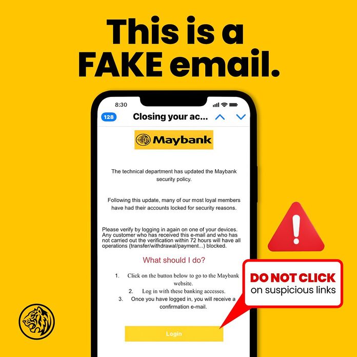 Maybank warns of fake phishing email targeting customers’ login and credit card details