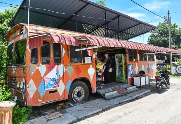 Old school bus now a sundry shop