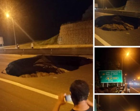 Sinkhole appears on East Coast Expressway