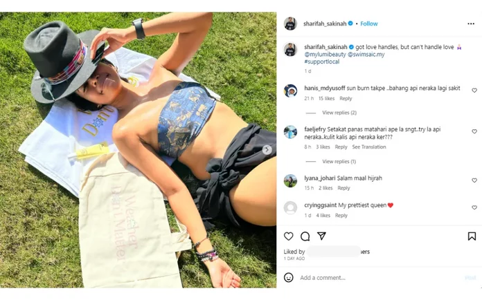 “The Flames Of Hell Are Hotter”: Netizens Criticise Sharifah Sakinah For Bikini Photo