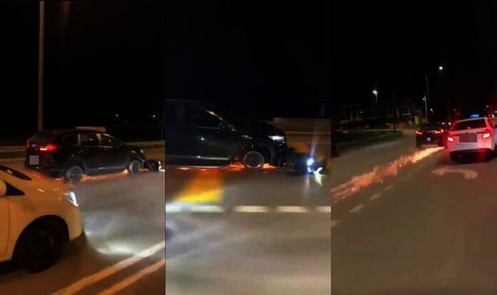 Viral video captures SUV speeding with motorcycle lodged underneath it in Rawang