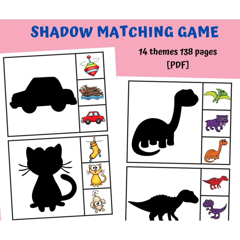 A102 - [PDF] Shadow Game Matching 138 pages - preschool kindergarten kids activites worsheets