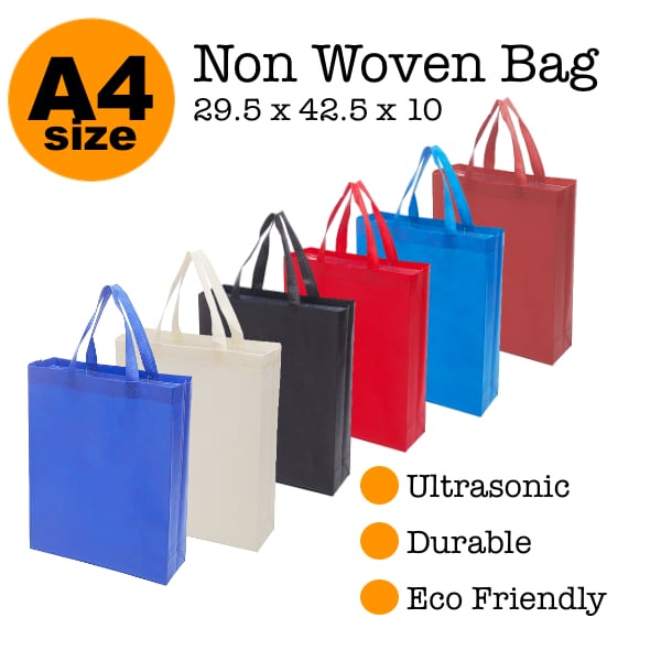 A4 Vertical Non Woven Bag with Handle / Shopping Woven Bag / Gift Bag / Tote Bag / Food Delivery Bag / Grocery Bag