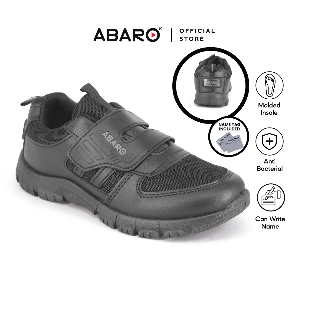 ABARO Breathable Mesh 2351 2351N School Shoes Black Slip Resistant/Kasut Sekolah Hitam/Kasut Budak/校鞋