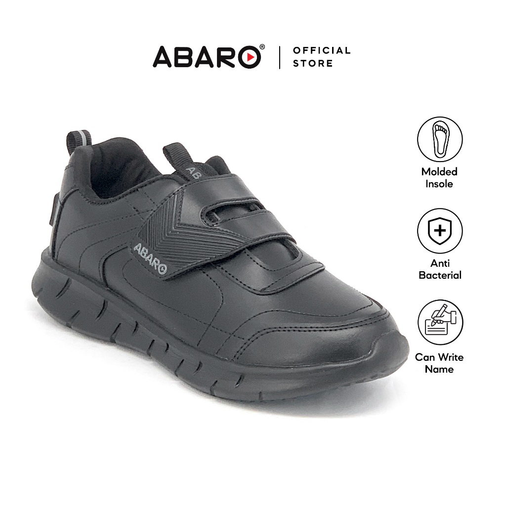 ABARO Water Resistant 2808N Ultra Light Sneaker/School Shoes Black/Name Your Shoes/Super Comfy/Kasut Sekolah Hitam