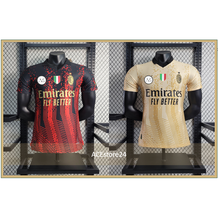 AC Milan 4th Black & Gold Player Issue & Fans Issue Kit 23/24 Jersey*Local Seller Ready Stock!!!!*