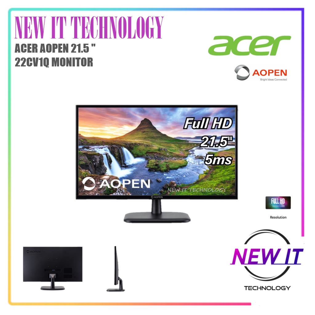 ACER AOPEN 22CV1QH3 21.5" VA 75HZ 1ms FHD 22CV1Q MONITOR (VA-FHD-100HZ-5MS-HDMI-VGA-VESA) (UM.WC1SM.301)